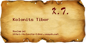 Kolonits Tibor névjegykártya